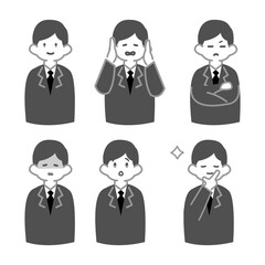 いろんな表情の男性会社員