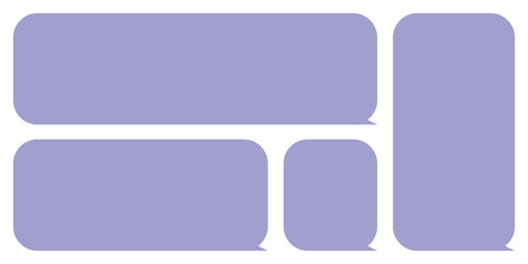 Hand drawn set minimalist color blue flat texbox empty speech bubbles quote blank template. cute sticker chat doodle style pattern vector collection illustration on white background.