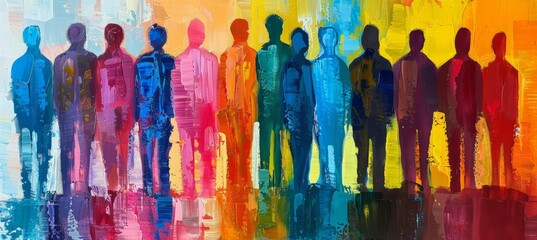 Watercolor Group of People Standing