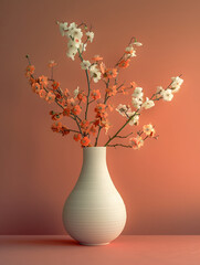 Tranquil Blossoms: Minimal Vase of Flowers with Delicate Color Tones