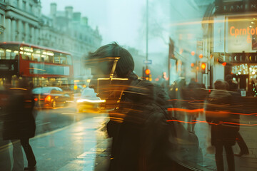 Urban Reflections: Street Photos Captured Through Glass on London Streets - obrazy, fototapety, plakaty