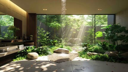 Showcase a home garden integration, where indoor living harmonizes with nature's bounty