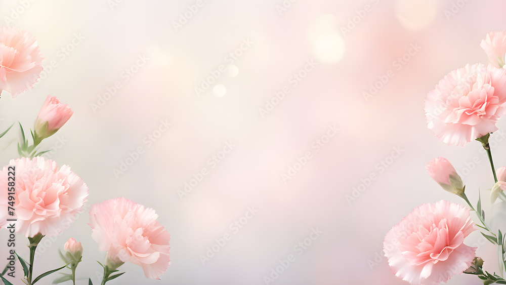 Poster mini-carnation-flowers-forming-a-delicate-frame-on-a-simplistic-backdrop-interspersed-with-a-subtle