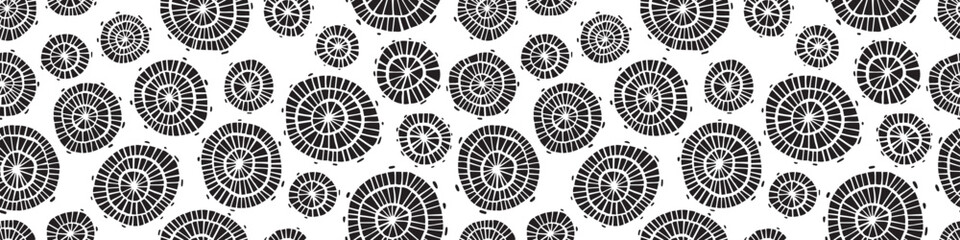 Boho pattern decorative banner black and white background - 749159679