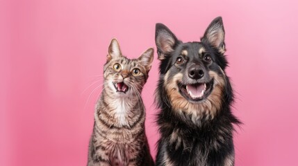Portrait of a dog and cat