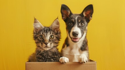 Portrait of a dog and cat