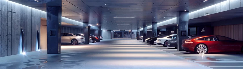 Foto op Plexiglas Smart parking garage vehicles parked with precision © WARIT_S
