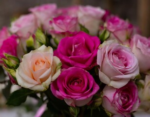 A captivating bouquet of roses, ranging various color in the play of light