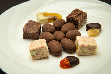 Delicious brownies with dried fruits and nuts