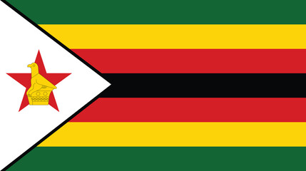 Flat Illustration of Zimbabwe flag. Zimbabwe national flag design.
