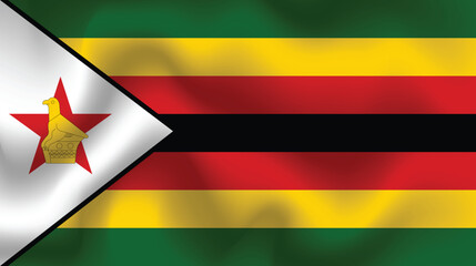 Flat Illustration of Zimbabwe flag. Zimbabwe national flag design. Zimbabwe Wave flag.
