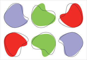 Abstract blob social media liquid blotch fluid shape random colored forms modern graphic elements minimalist social media cute sticker chat doodle style collection illustration isolated on white