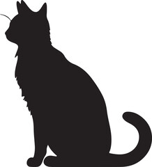 Cat Silhouette illustration Vector White Background