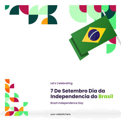 Fototapeta na wymiar Brazil Independence Day banner in colorful modern geometric style. National Independence Day greeting card square banner with typography. Vector illustration for national holiday celebration party