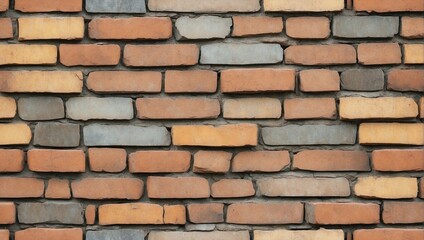 Obraz premium Time-Worn Brick Wall Seamless Texture Background. AI Generated 