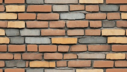 Obraz premium Aged Red Brick Wall Seamless Texture. AI Generated 