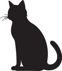 Cat Silhouette illustration Vector White Background