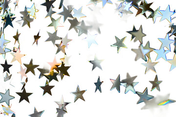 Sparkling Star Cutouts Suspended in Void, Isolated on Transparent Background, Generative AI
