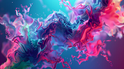 An ultra-high-definition image of a colorful abstract composition, featuring dynamic swirls and fluid shapes in a vibrant palette of neon pink, electric blue, and lime green.