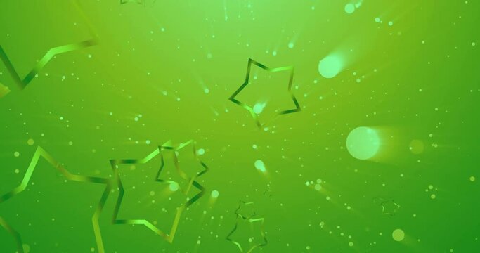 Animation of stars and spots falling on green background