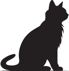 Cat Silhouette illustration Vector White Background