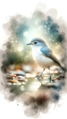 Watercolor of Shallow Focus of a Bird