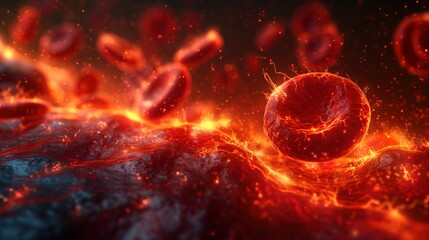flow of red blood cells into the blood vessel - obrazy, fototapety, plakaty