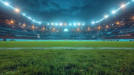 Night lights and stadium Football field with bright lights