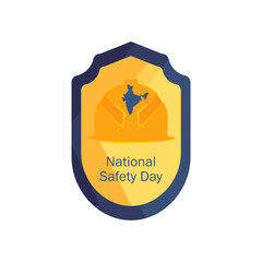 Obraz premium National Safety Day India, vector illustration. Safety helmet and India map concept design.