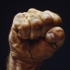 An up close shot of a fist punching a jaw