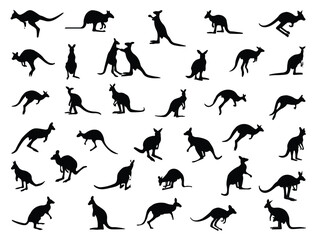 Kangaroo silhouette vector art white background