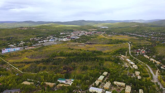Aerial video of the city of Karabash, Chelyabinsk region of Russia. The dirtiest city.