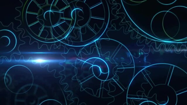 Animation of light spots over cogs moving