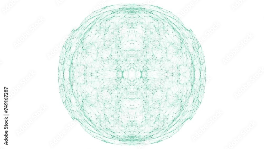 Poster animation of globe and network of connections on white background