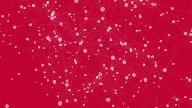 Animation of network of connections with icons on red background