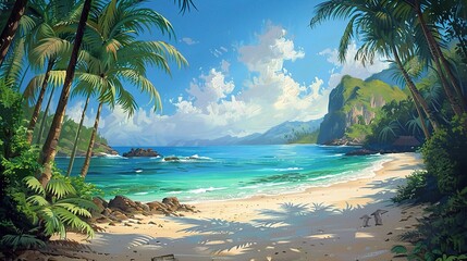 Palm and tropical beach