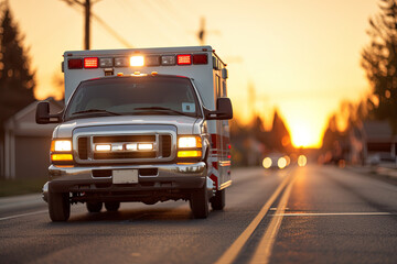 an ambulance arriving in an emergency situation - obrazy, fototapety, plakaty