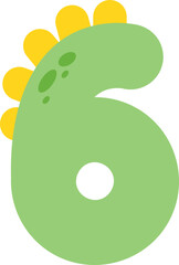Number 6 Cute Dinosaur Illustration