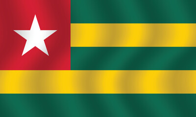 Flat Illustration of Togo flag. Togo national flag design. Togo Wave flag.
