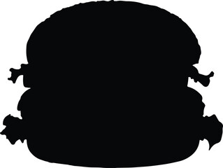 Burger Silhouette Vector Illustration White Background