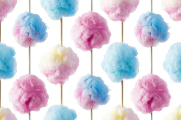 Obraz premium Pattern with cotton candy on white background.