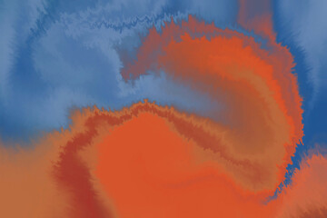 Blue orange swirl paint. abstract background.