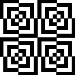 Illustration black and white geometric to create graphic design on optical illusion seamless pattern background. Geometric pattern seamless wallpaper.