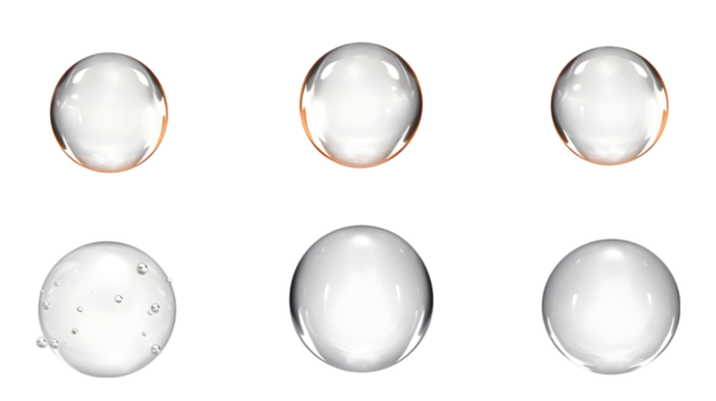 Set of water drops on transparent background