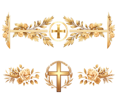 golden cross and laurel wreath
