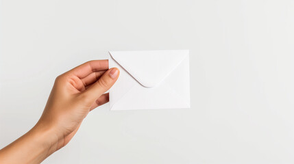 hand holding envelope, pure white background, Ai Generated Images