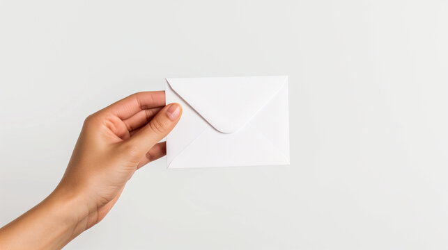 hand holding envelope, pure white background, Ai Generated Images