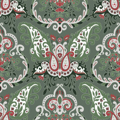 Floral ornaments with blossom and foliage pattern