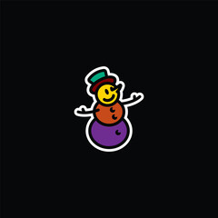 Original vector illustration. The icon of a kind snowman in a top hat.