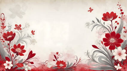 Red flowers in full bloom against a clean white background.  The copy space is large enough to accommodate a variety of text